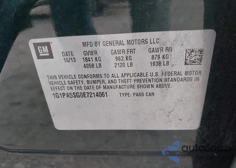 2014 Chevrolet Cruze Ls Auto from USA, damaged, VIN 1G1PA5SG0E7214061